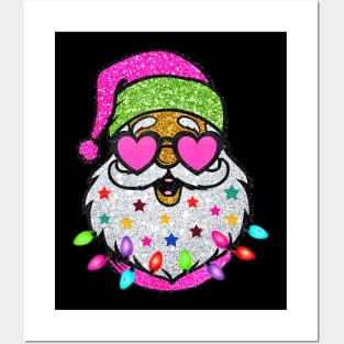 Santa With Sunglasses Christmas Pink Women Girls Kids Posters and Art